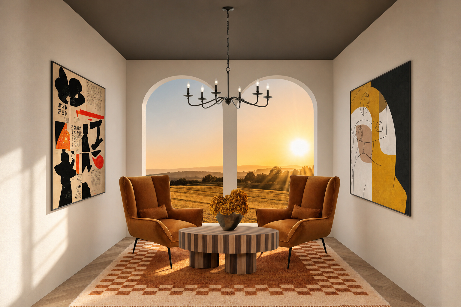 Amberline - Luxury Shag Moroccan Rug in a living room