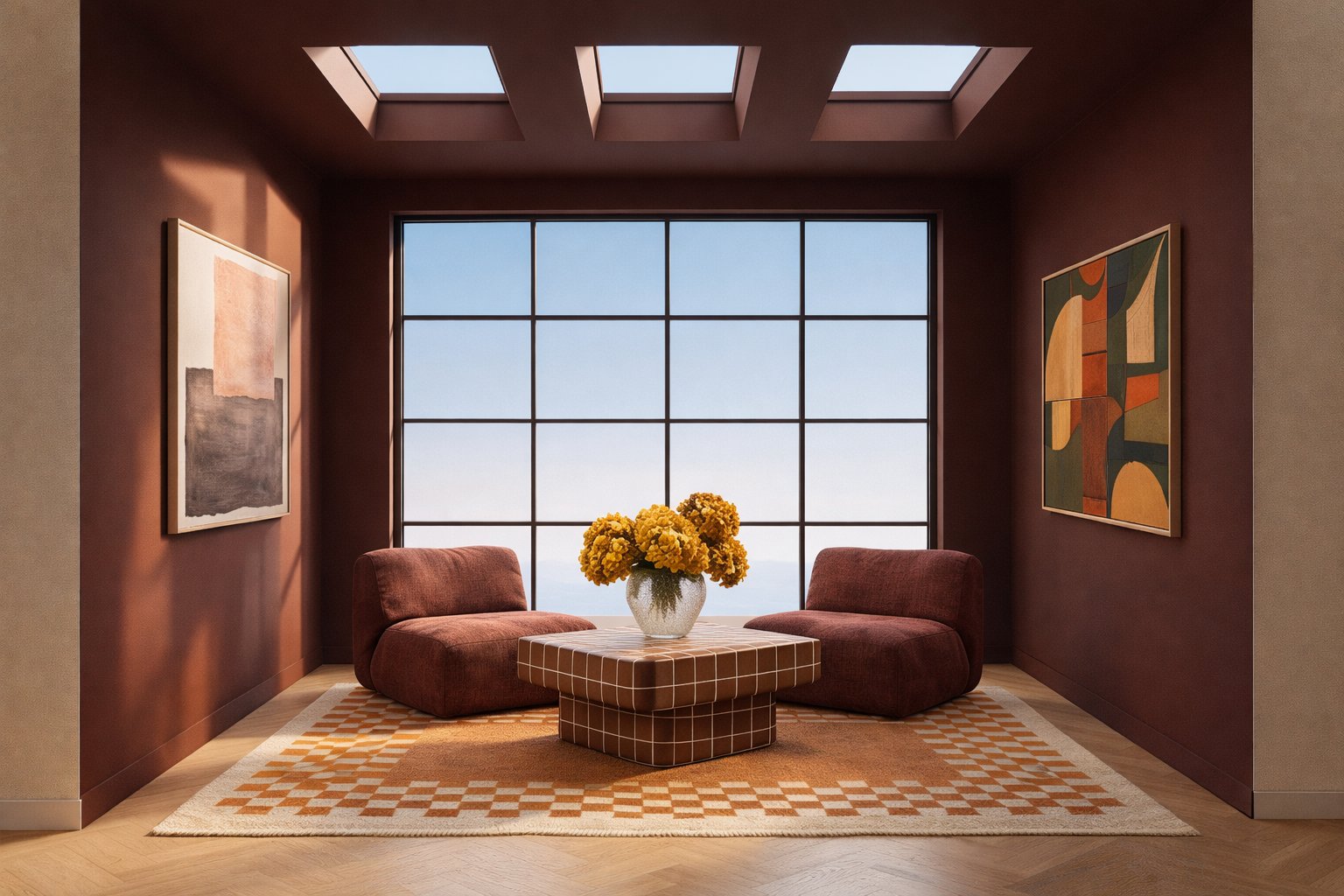 Daydreamer Lounge Chair in Sangria in a living room