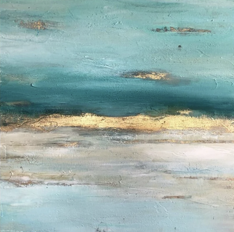 Turquoise Gold Abstract Canvas Painting